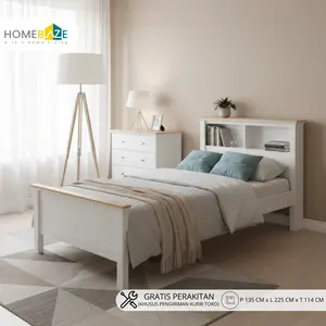 Homebaze - Divan Alba 120x200, Ranjang Anak, Ranjang Single, Dipan Anak, Putih Minimalis dan Kokoh