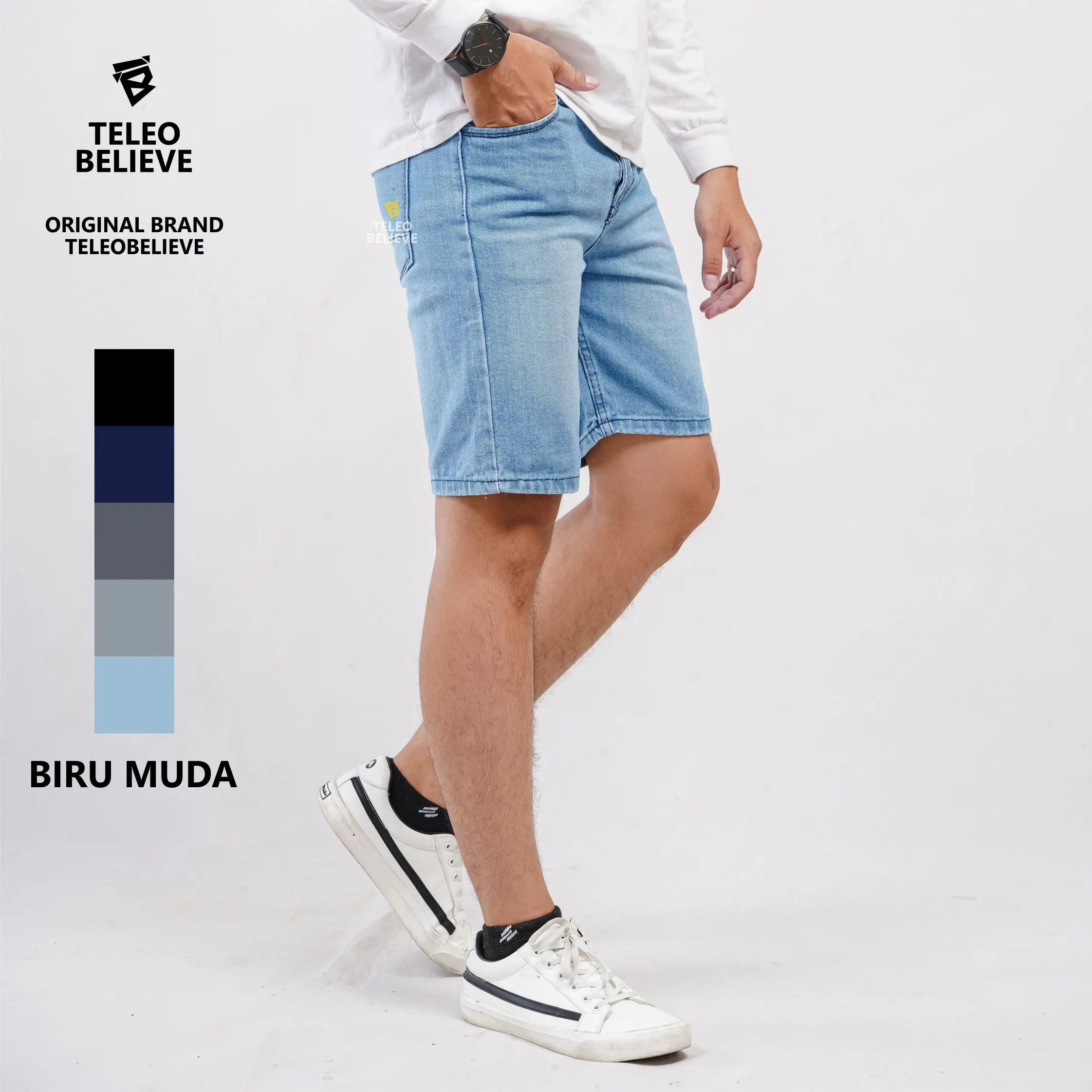 Celana Jeans Pendek Pria Cowok Celana Distro Original TeleoBelieve