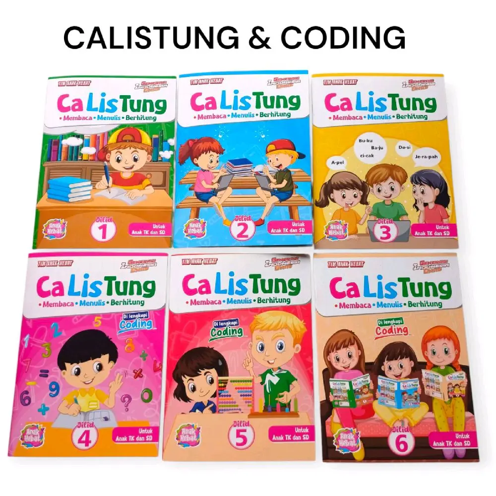 BUKI CALISTUNG & CODING 1 PAKET ISI 6 BUKU COCOK UNTUK ANAK ANAK BY TAH