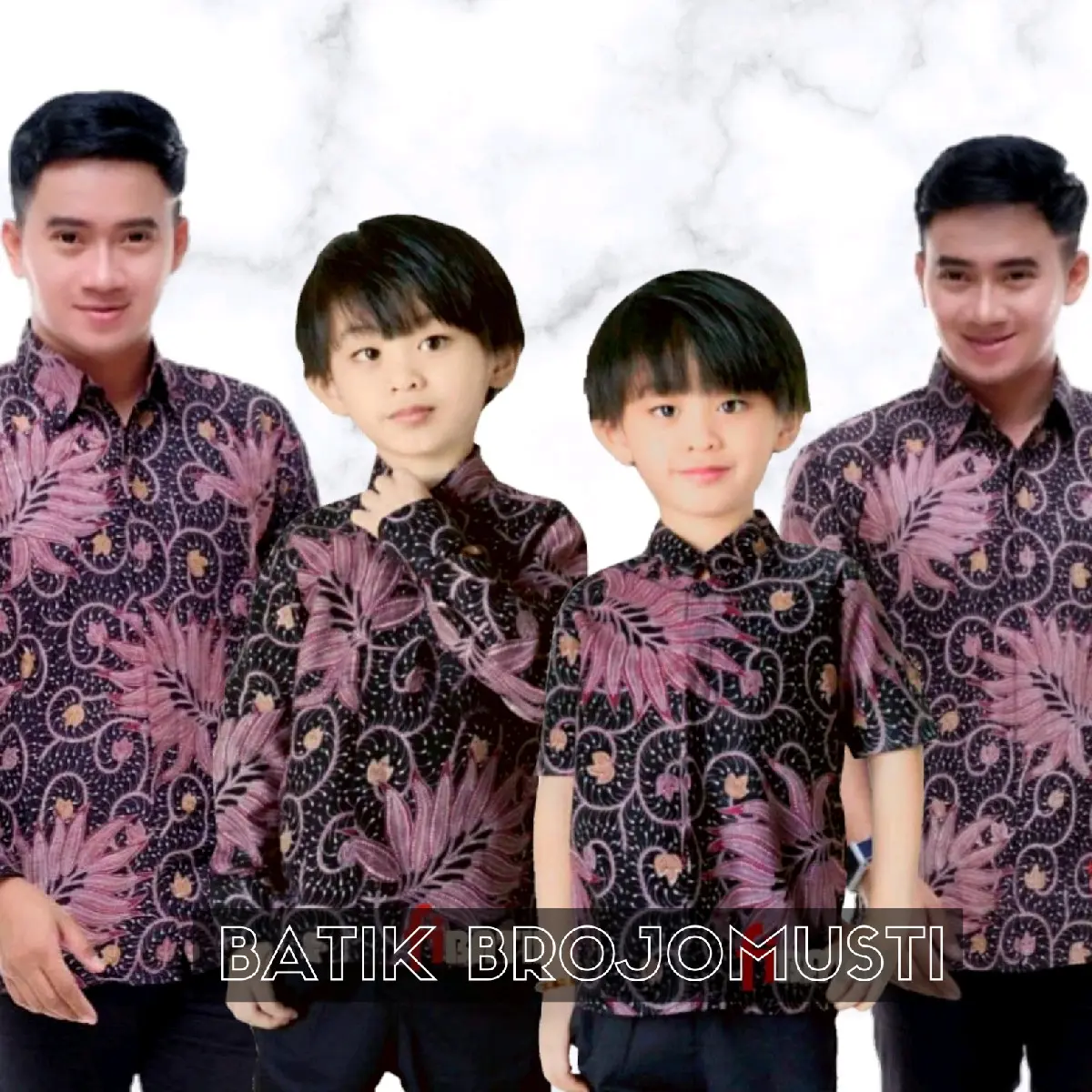 Kemeja batik anak laki-laki lengan panjang couple batik ayah dan anak laki-laki seragam sekolah pesta dan hajatan baju batik anak laki-laki umur 2-12tahun Katun Santai Pendek Motif Dewasa