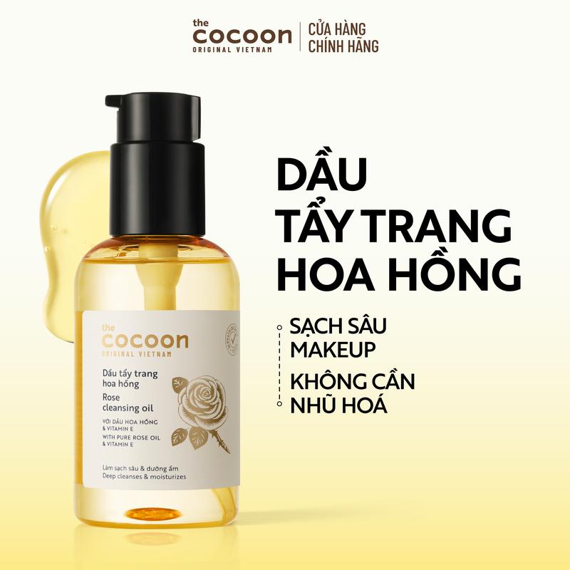 Dầu tẩy trang hoa hồng Cocoon tẩy sạch makeup chuyên nghiệp & dưỡng ẩm 140ml