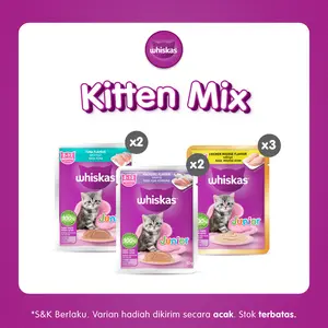 [Lengkap Rasa] Whiskas Makanan Kucing Basah Pouch Junior Multivariant 80 gr - Isi 7 whiskas kittens