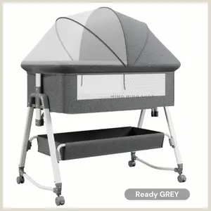 Baby Box Bayi Bedside Crib Ranjang Bayi Tempat tidur ayunan bayi bisa Lipat ada Tas Traveling Empuk Grey