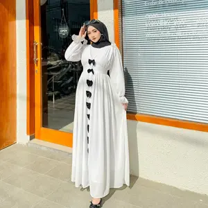 Byintanshop - Fuji Dress Viral Bahan Ceruty Premium Full Furing Wanita Muslim Elegant Ukuran S-XXL Lembut Syari Nyaman untuk Lebaran Remaja Gamis Dewasa Kondangan Putih Hitam Panjang Pesta Basic Mewah Simple dengan Kancing