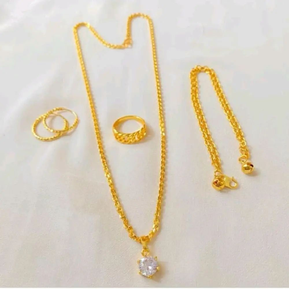 set perhiasan titanium wanita nuri gelang tikar cantik elegan gold 24k