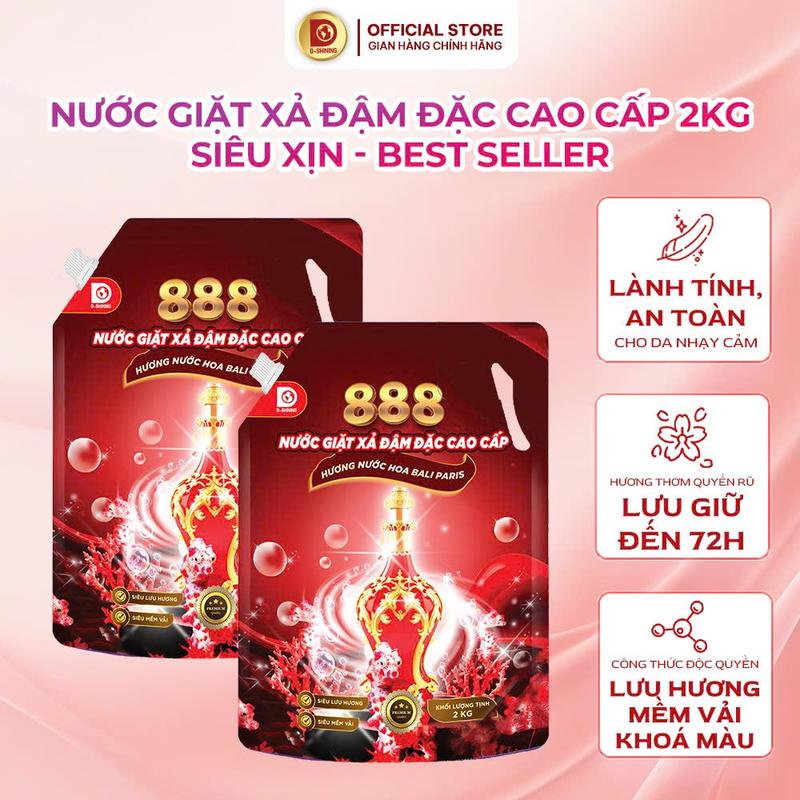 Combo 2 Túi Nước Giặt Xả Siêu Xịn Hương BALI PARIS Cao Cấp Best Seller của 888 2kg/ 1túi, thơm trên từng sợi vải an toàn cho da Giặt cửa Trên cửa Trước và giặt Tay đều được làm bền màu quần áo, dịu nhẹ an toàn cho da nhạy cảm Toppp4
