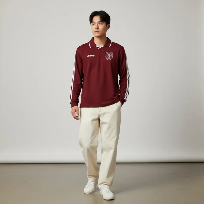Ghanior LARGOMAROON Oversized Casual Jersey Retro Simple Elegan Warna - MAROON