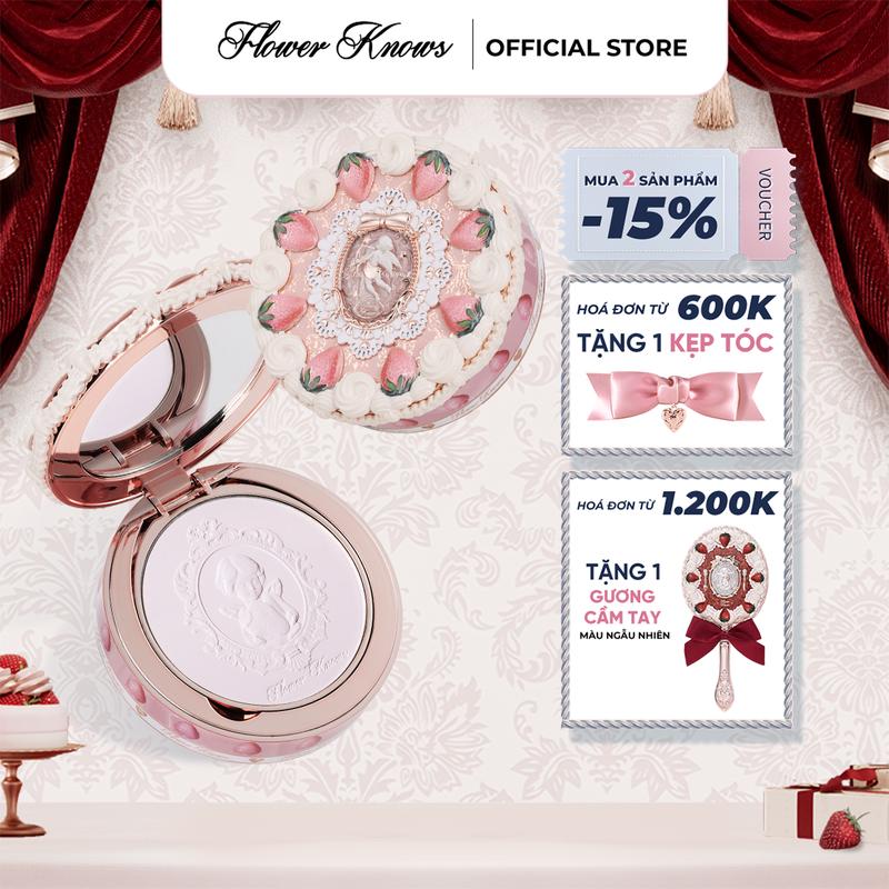  Phấn Phủ Dạng Nén Kiểm Soát Dầu Flower Knows Nhẹ Che Khuyết Điểm Lỗ Chân Lông Bộ Sưu Tập Cupid Dâu Tây 