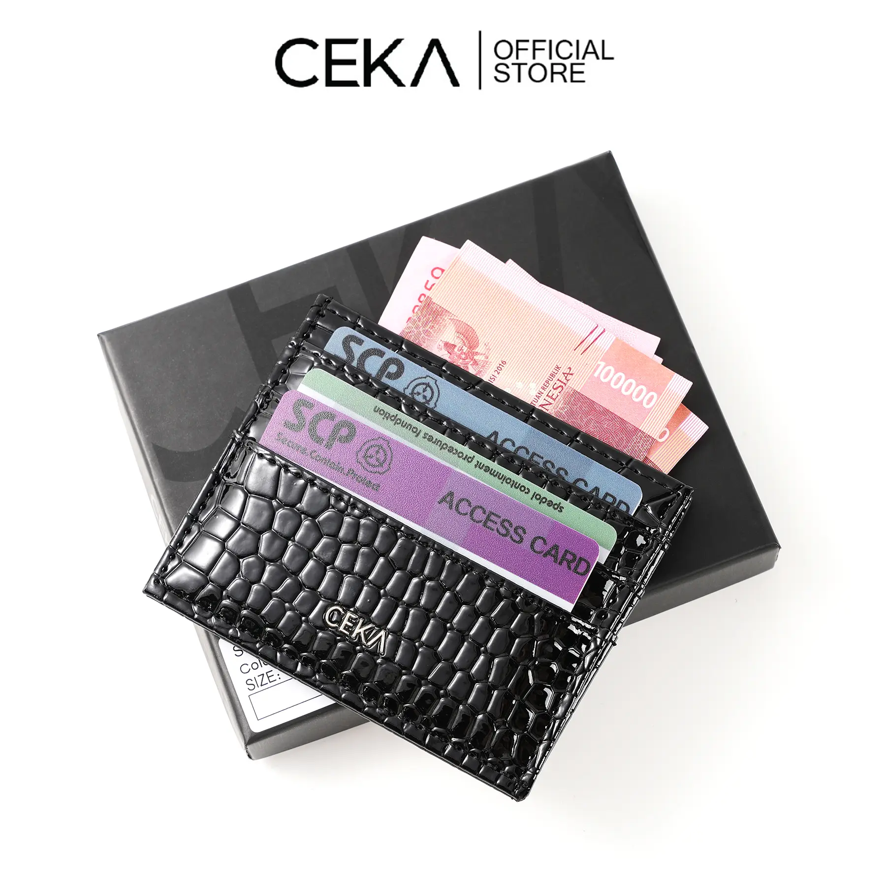 [NEW ARRIVAL] CEKA Dompet Wanita Kecil Kartu Mini Kulit Croco Card Holder Premium - Helia Card