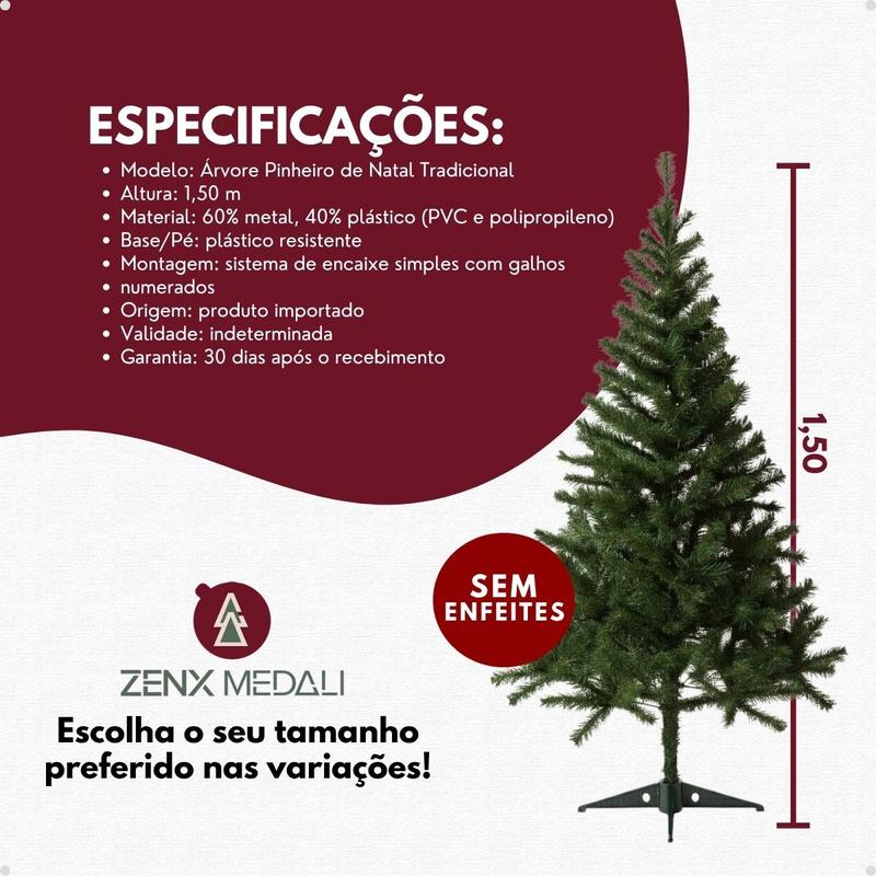 Árvore De Natal Zenx Medali Premium Cheia 120cm e 150cm