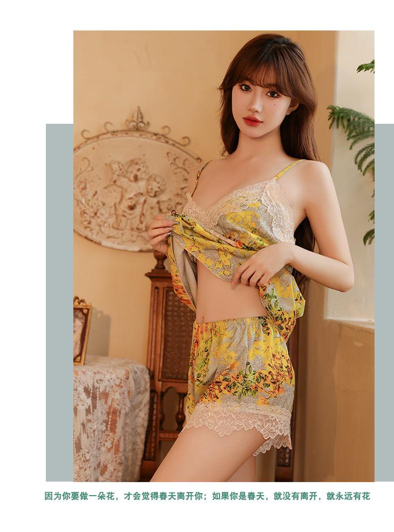 Product Introduction of sleepwear plus chest pad pajamas silky loungewear advanced sense brandy melville shorts pjs pajama victoria secret  pajamas 7