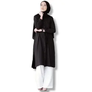 Tunik Kemeja Atasan Wanita Muslim Lengan Panjang Korean Style Polos Casual Dress
