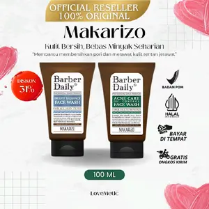 [NA] MAKARIZO BARBER DAILY Face Wash | Barber Daily Acne Care Face Wash | Barber Daily Bright Radiant 100 ML