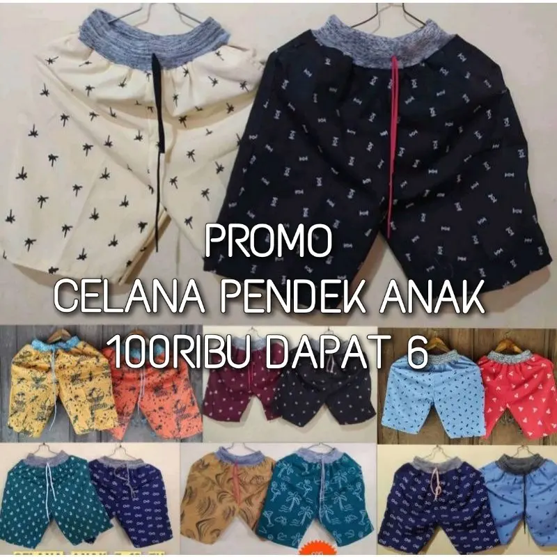 PAKET CELANA PENDEK ANAK 100RIBU DAPAT 6Pcs