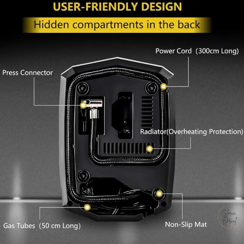[Gloria] Pompa Ban Mobil Motor Portable Elektrik Tire Inflator LCD Display 120W Car Compressor Digital Kendaraan 3