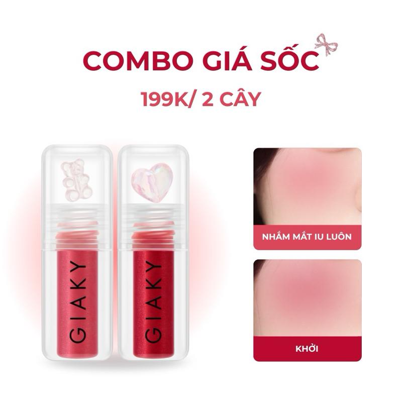   COMBO   ĐƯỢC CHỌN MÀU  Má hồng kem Gia Kỳ chứa nhũ ngọc trai dưỡng ẩm lâu trôi lành tính diu nhẹ cho da Hydrating & Shimmering Liquid Blush - 5g Mỹ Phẩm Cosmetic Trang Điểm 