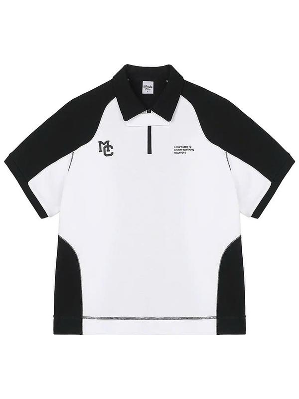 Áo polo MC áo phông có cổ khóa kéo unisex nam nữ đều mặc được màu đen trắng Menswear Shirt 2