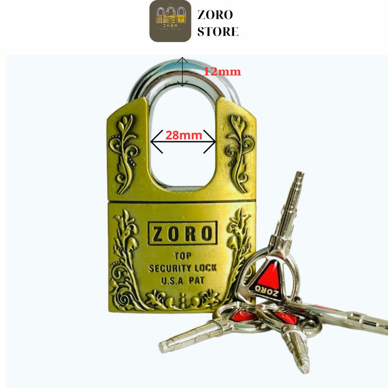 Ổ KHÓA ZORO BÔNG LÚA CHỐNG CẮT MÀU ĐỒNG 6cm BỀN BỈ, Ổ KHÓA ZORO CÔNG NGHỆ MỸ