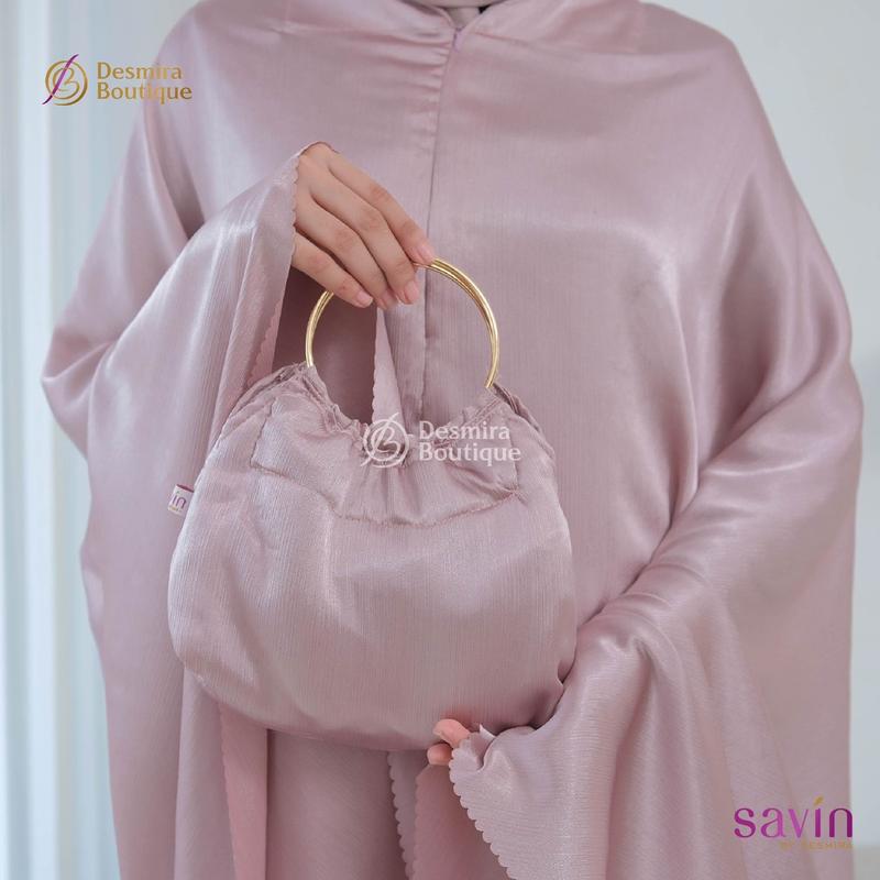SAVIN BY DESMIRA -[ FREE SAJADAH ] MUKENA ELZYA CRADENZA SILK PREMIUM 2in1 Polos Cantik Dewasa Traveling 7