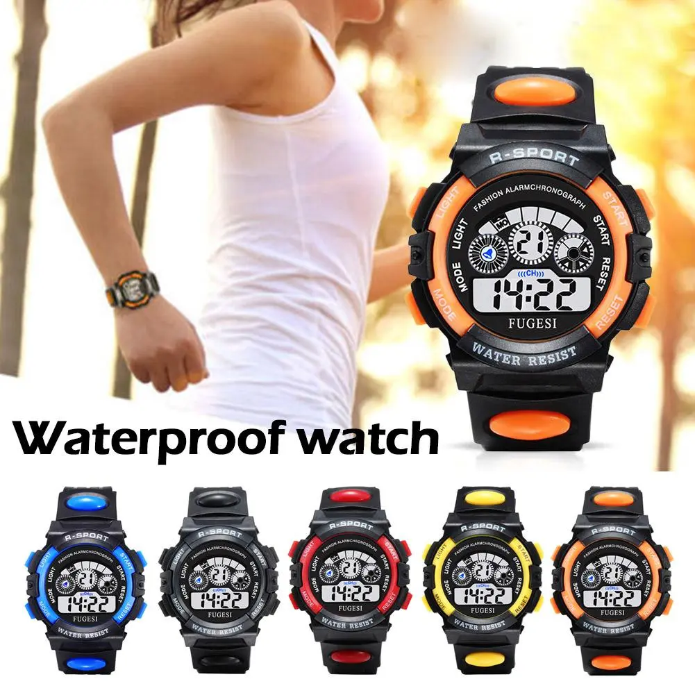 Kids Electronic Watches Children Waterproof Watch Sports Wristwatch LED Watches Rubber Wristwatch Color Luminous Dial Alarm Clocks Watch For Boys And Girls