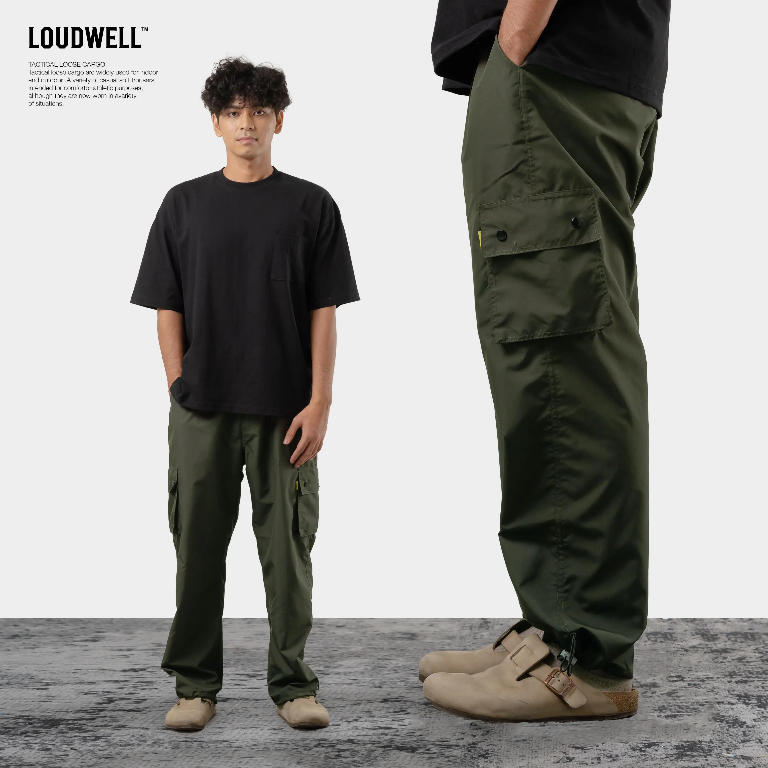LOUDWELL CELANA TLC TYPE 1 | TRACKPANTS PARASUT | TACTICAL LOOSE CARGO | NYLON CARGO PANTS | CELANA PANJANG PRIA OUTDOOR