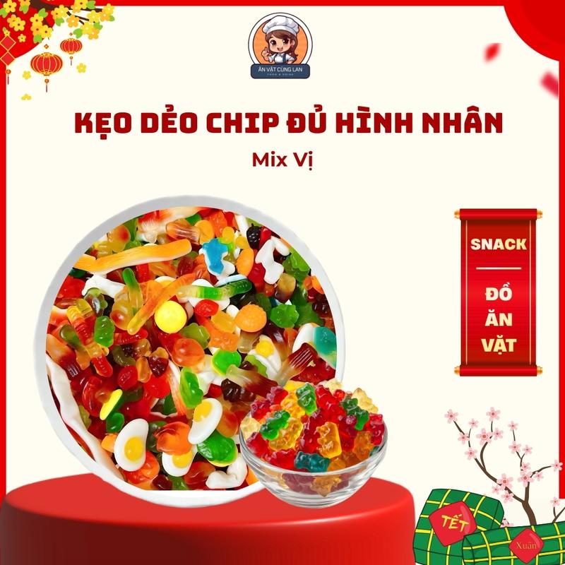 Kẹo Dẻo Chip Đủ Hình Nhân Mix Vị Siêu Ngon Ăn Vặt Gletin Hữu Cơ Thơm Ngọt Cho Trẻ Em & Người Yêu Thích Món Ngọt