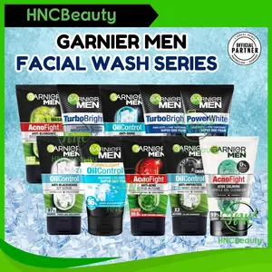 GARNIER MEN Acno Fight Anti / Acne Scrub In Foam Cleanser 50ml 100ml / Wasabi Brightening / Turbo Bright Super Duo Foam / Oil Control / Brightening Foam / ICY Scrub /Cooling Foam - Sabun Cuci Muka Facial Pencuci