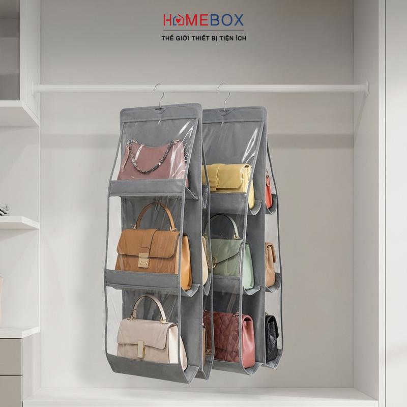 Túi Treo Giỏ Xách Đựng Đồ Chống Bụi Bẩn Treo Tủ Quần Áo Túi Đựng Túi Xách Bóp Túi Ví 6 Ngăn