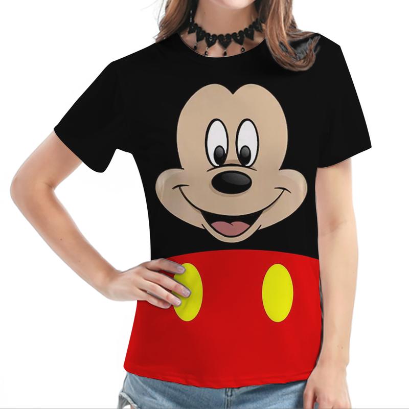 Mickey Mouse and Minnie Mouse T-shirts for Women, Kawaii T-shirts for Women, Round Neck T-shirts for Women, Casual Tops for Girls, New Fashion 2025 0