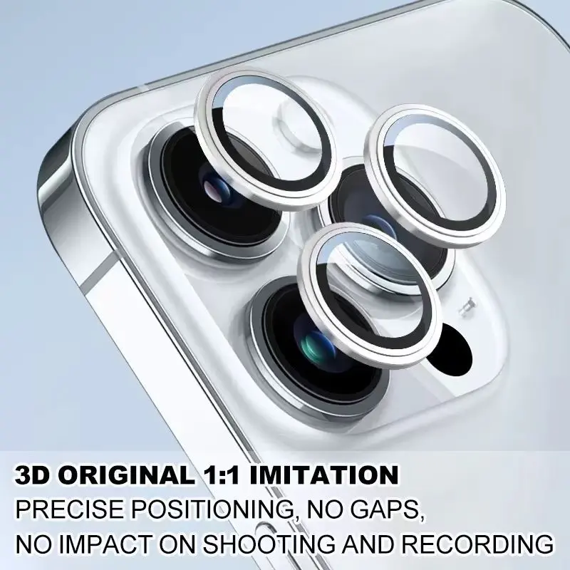 DIINAMI CAMERA LENS 3D ORIGINAL 1:1 IMITATION Camera Protector Ring Easy Camera Lens Colorful Warna Compatible For IPhone 11 12 13 14 15 16 17 pro max 12 13 mini 14+ 15+ 16+ 17 air