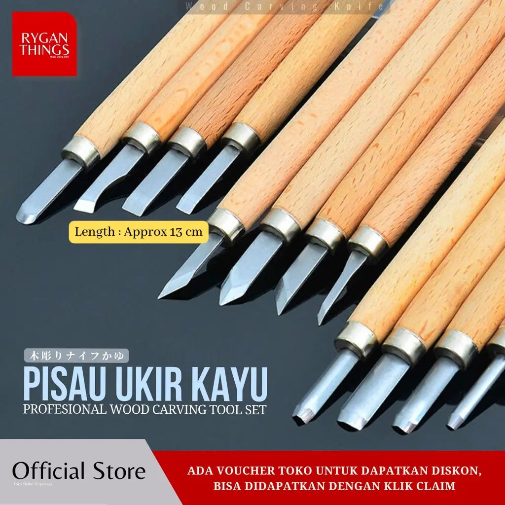 Set Pisau Ukir Pahat Kayu 12 in 1 Wood Carving Knife