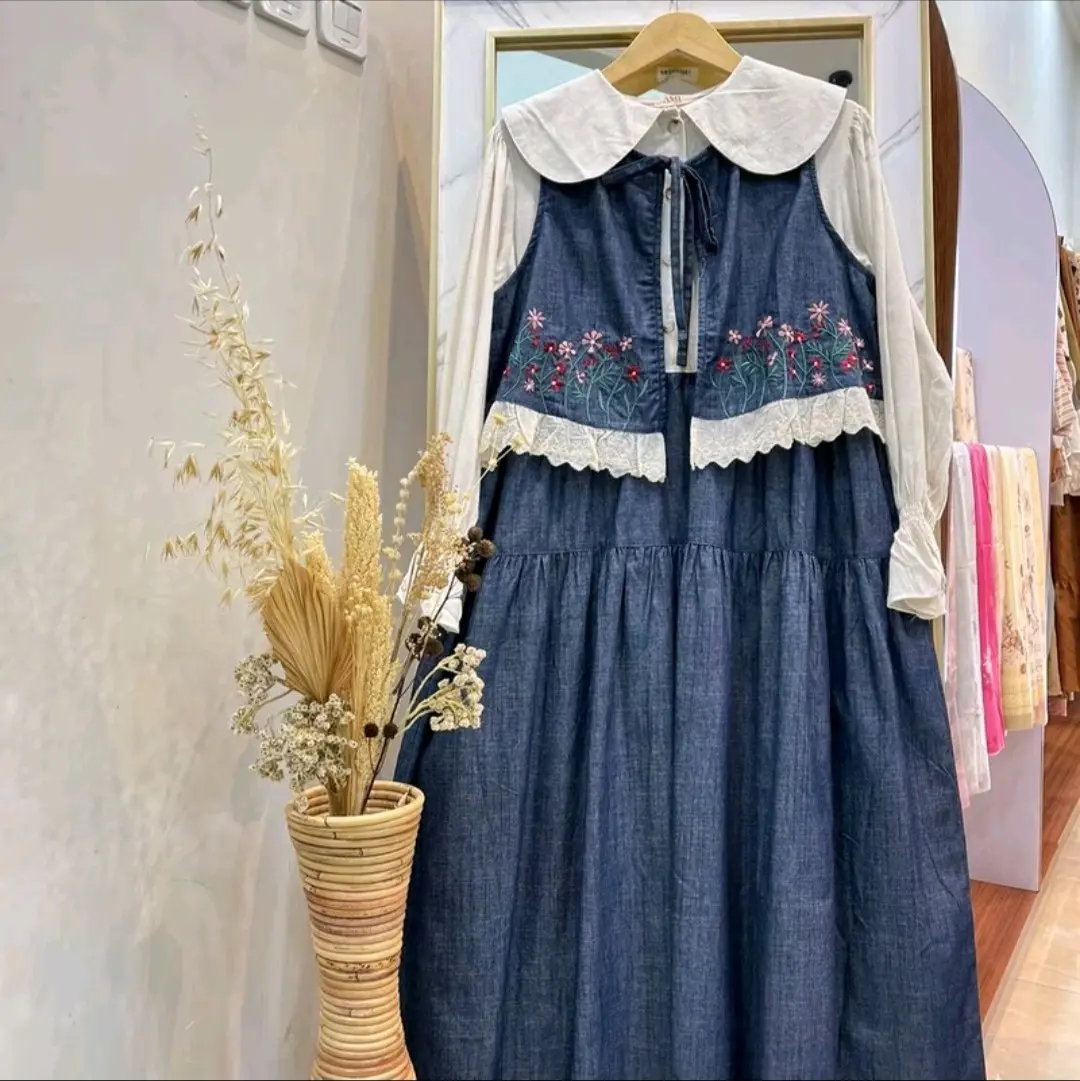 Midi linen kombinasi Semi jeans By Ami