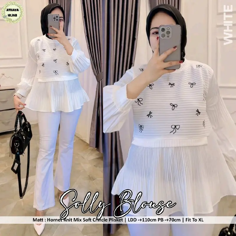 Frila/Delia/luvita/Selly/Atasan Wanita Modern Kekinia Bestseller/Blouse Wanita Mix Bordir Pita Bahan Adem Poll 7