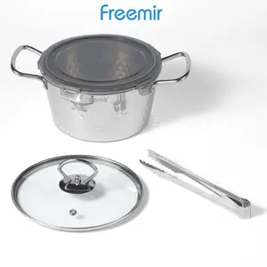 [MEGA SALE][Crehom] freemir Wajan Stainless 304 dengan 2 Tutup Panci Rebus Anti Tumpah Anti karat Food Container Food Storage Wajan Snow Pan Mudah Dibawa Travelling Tutup Kaca Masak Lebaran