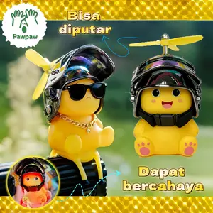 Nailong Helm Mainan di Stang Motor Perhiasan Nailong Helm Pajangan Lucu untuk Helm & Stang Motor – Baling-Baling Bisa Bergerak  Night Light Car