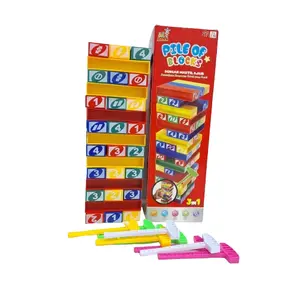 [capt] Mainan Edukasi Anak Board Game Permainan Keluarga Susun Ketok Tarik Balok Warna Plastik Cocok Untuk  Hadiah - Pile Of Blocks