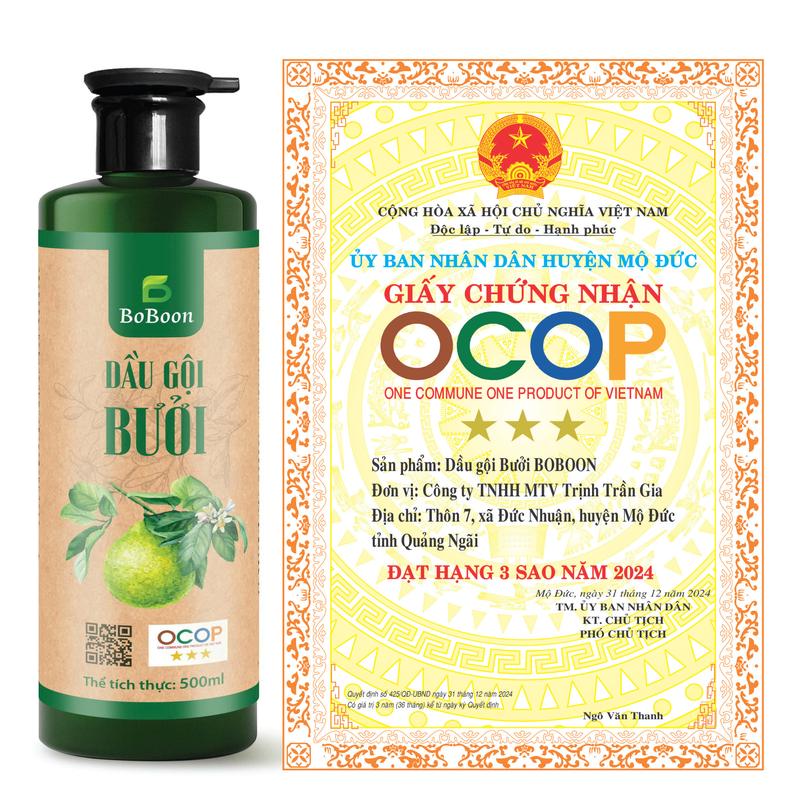 Boboon Dầu gội bưởi 500ml ngăn rụng tóc, sạch gàu, kích thích mọc tóc con