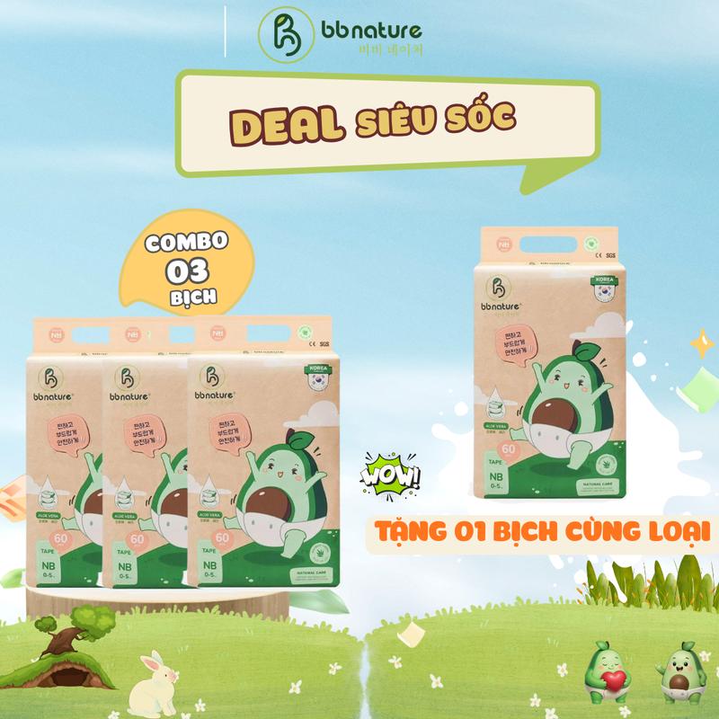 BỊCH BỈM BB NATURE CLASSIC tã/bỉm dán/quần mềm mịn thấm hút cho bé