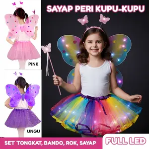 Sayap kupu kupu/Hadiah Tongkat Sihir Anak-anak/sayap peri anak perempuan/Dekorasi Punggung Sayap Kupu-kupu Malaikat Punggung Gadis Kecil Bercahaya /Tongkat Peri Gadis Putri/kostum karnaval anak/kostum anak/Mainan anak perempuan