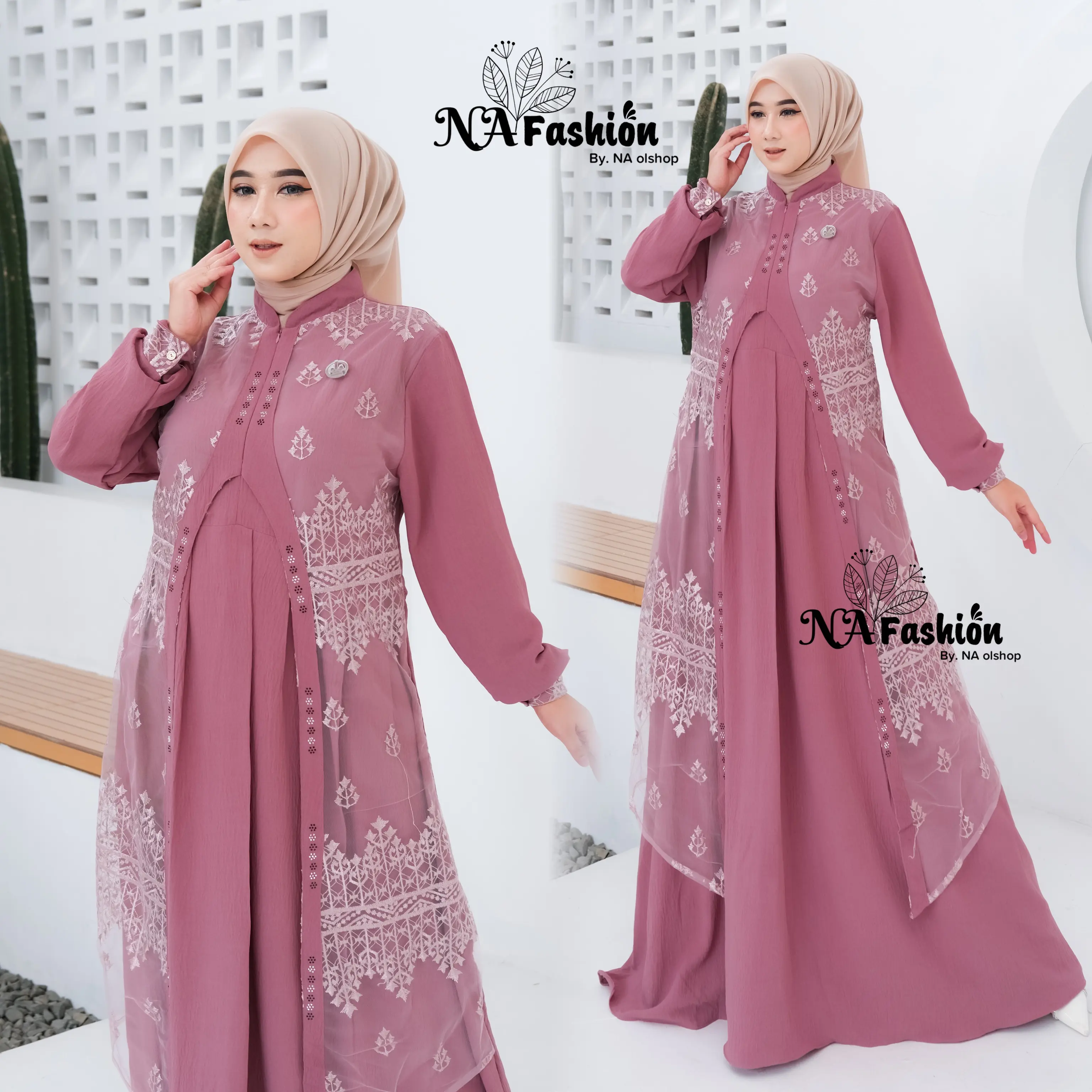 Na Fashion-RAJWA DRESS Gamis Hits Terbaru Bahan Crinkle Mix Brokat Sapto Mewah Cantik Elegant