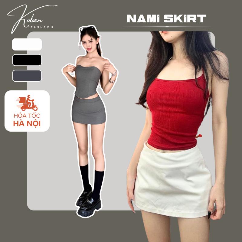 [KB20 LÓT TRONG] Chân Váy Chữ A KOBAN FASHION, Váy Siêu Ngắn Phong Cách Y2K Cạp Trễ Phối Trắng Đen Xám Cạp Trễ