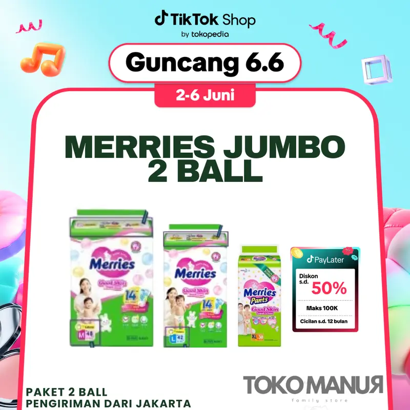 Popok Bayi Murah Merries Pants Jumbo per 2 BALL 0