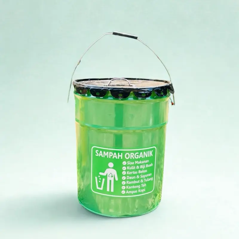 TEMPAT SAMPAH KALENG BESI ORGANIK KAPASITAS 25L Tahan Lama Awet Ideal untuk Rumah Tangga Tong
