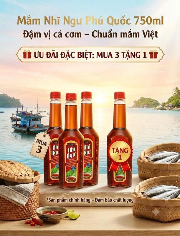 MUA 3 TẶNG 1. Mua 3 chai nước mắm nhĩ ngư 750ml tặng 1 chai cùng loại- giá siêu hời - Đậm đà hương vị