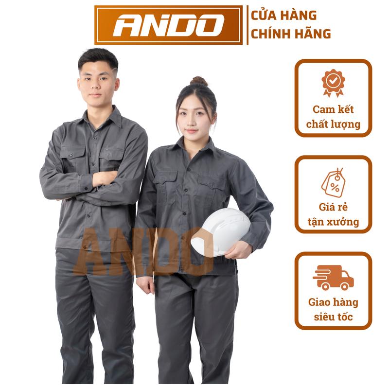   AD19 - NHẬN IN LOGO  Quần áo bảo hộ lao động mẫu AD19 màu xám chì vải kaki 2 1 may kỹ màu sắc đẹp và sang tiện lợi cho công việc quần áo công nhân người lao động Men Workwear 