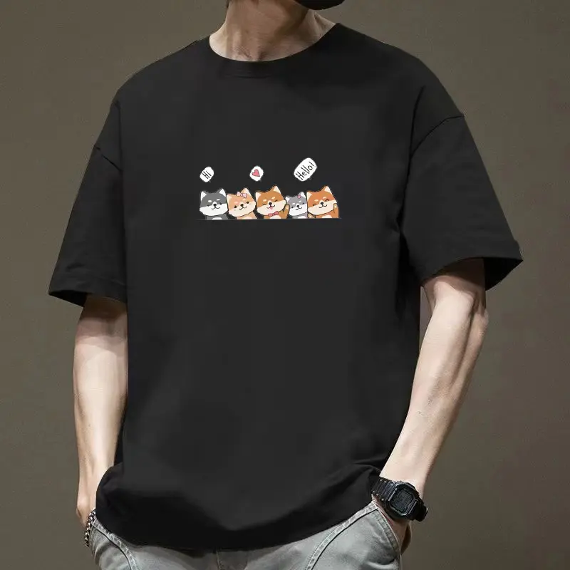 summer top round neck t shirt man 2024 new short sleeve men t shirt for men Clothes loose casual big size t shirt men top Fabric Menswear
