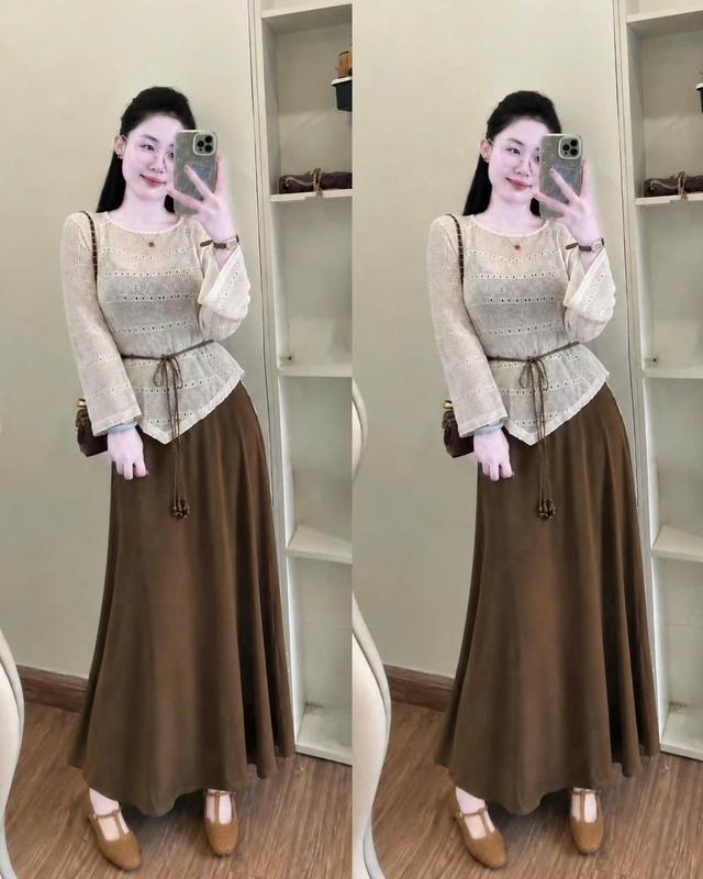 ( Tặng đai ) Sét Váy 2 Dây Mix Áo Len Vạt Lệch Dành Cho Nữ Dễ Mặc Sang Chảnh by T.LINH STORE 68