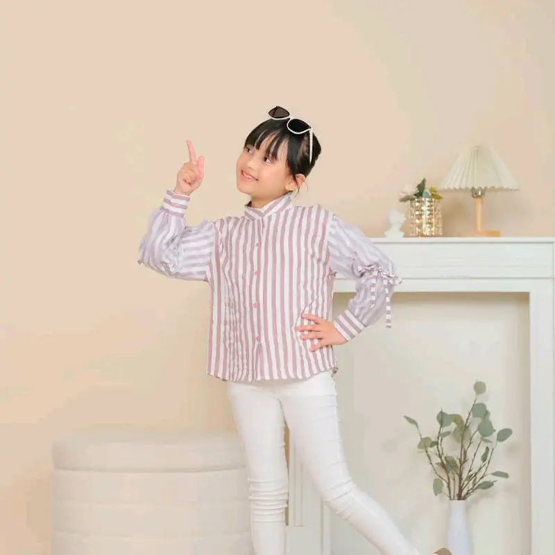 3-12 TAHUN KEMEJA ANAK OVERSIZE ORGANZA KEMEJA ANAK MOTIF SALUR Fashion 8