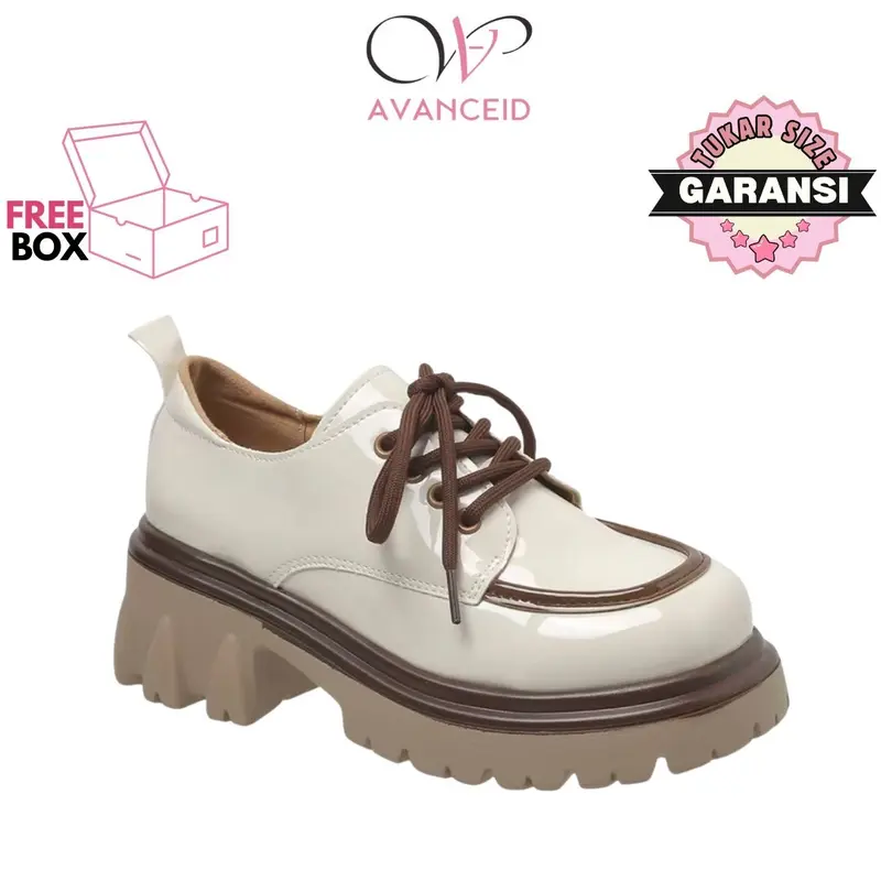 AVANCEID 1837 Heels Sepatu Sneakers Docmart Kerja Wanita Hitam Karet Shoes 0