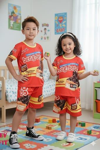 Setelan Anak Harian Viral Terbaru Limited Edition Motif Makanan Mie goreng dan gambar Minuman untuk Usia 1-10 Tahun Desain Unik Nyaman dan Senang Dipakai